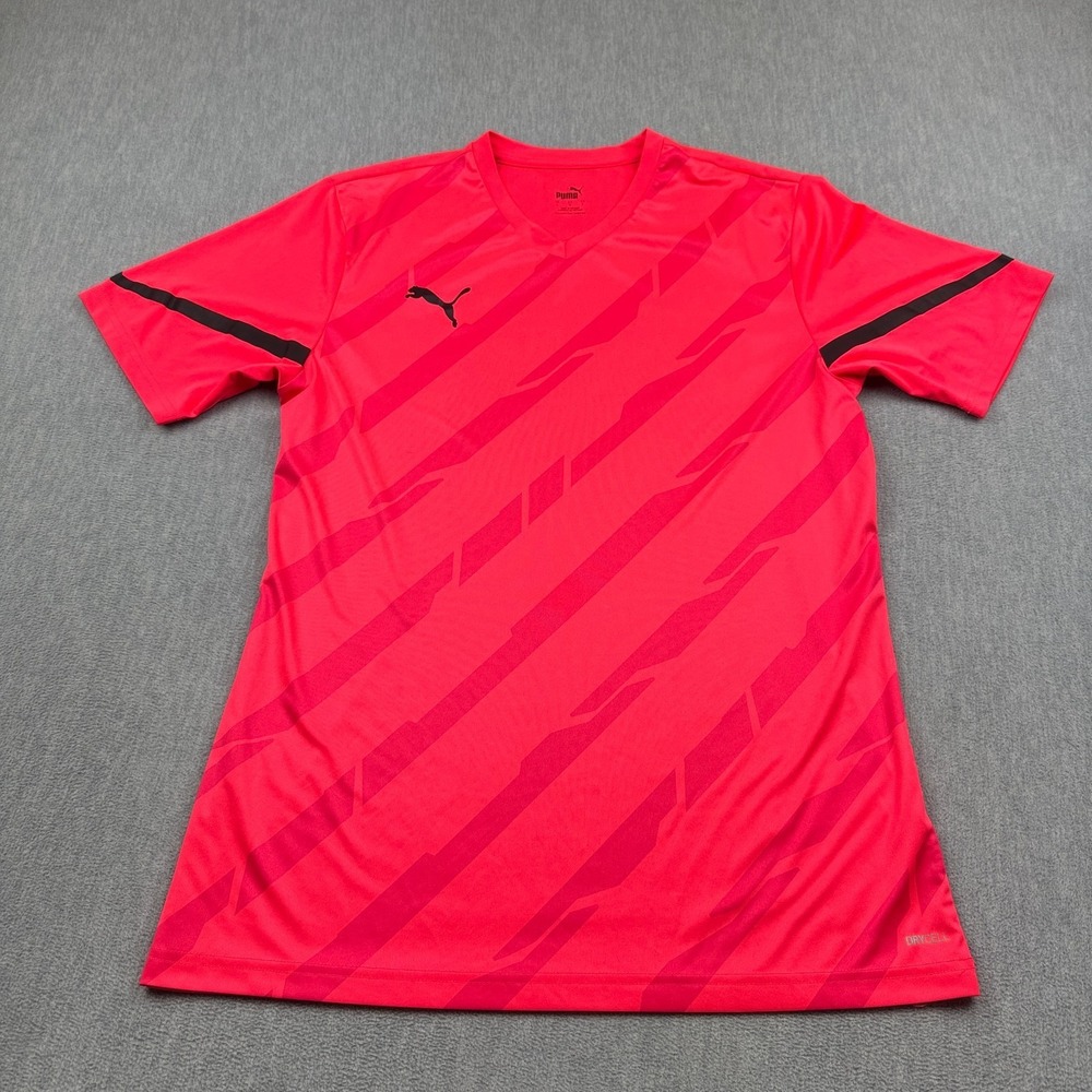 Puma Shirt Mens Large Red Casual Football Sports Athlete Training Active Soccer